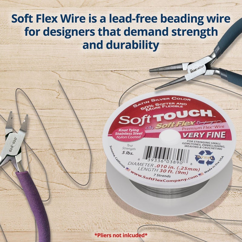 Soft Flex Kink Resistant Beading Wire - Very Fine 0.10 Diameter - Jewelry Making Bead Wire - 100 Ft (Silver, 100 Ft) - Image 3